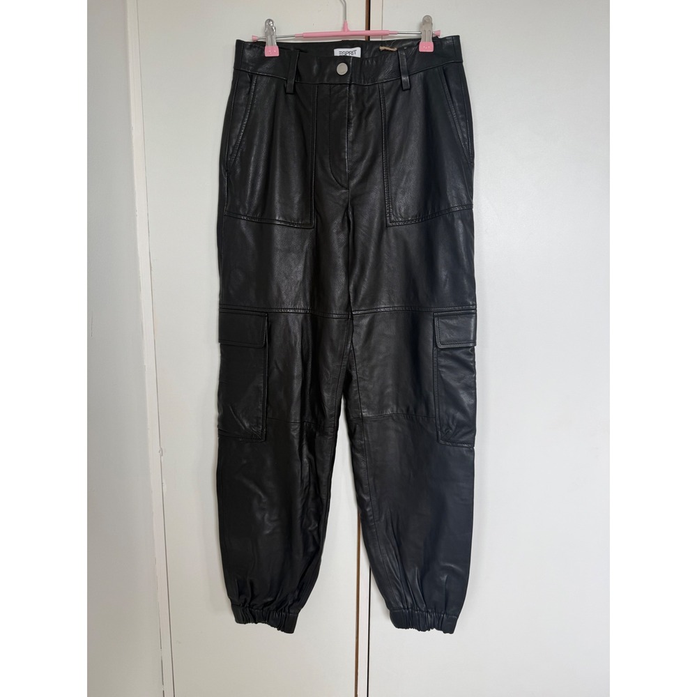 Vintage Esprit Black Leather Cargo Jogger Pants High Waisted NWT Size 6